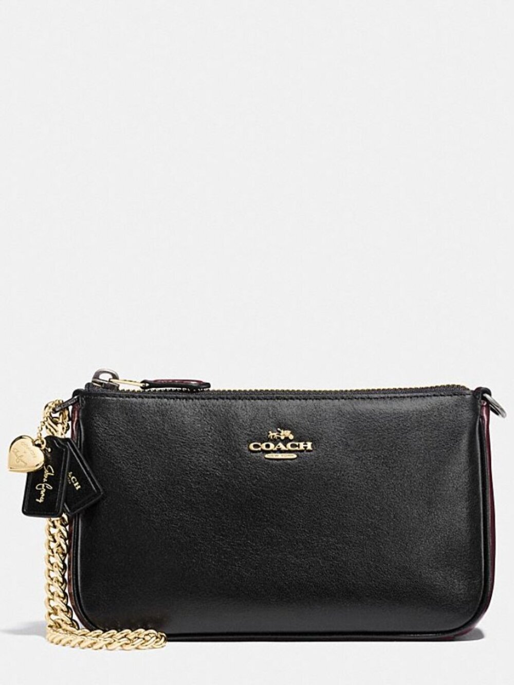 Selena Gomez x Coach Limited Edition Shoulder Bag/Clutch Wristlet, Black Leather